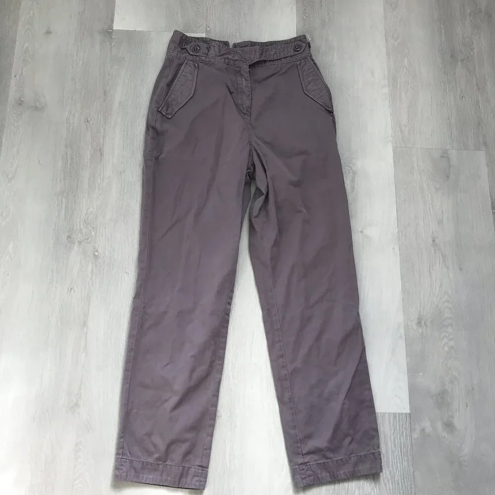 RAG & BONE PURPLE CHINO PANT BUTTON BELT STRAIGHT LEG WOMENS 4